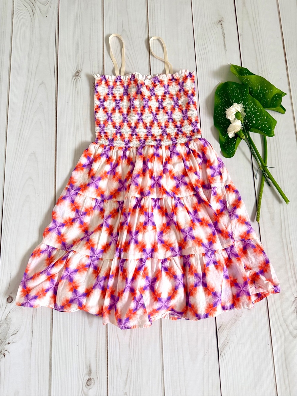 Janie and Jack Tie-Dye Tiered Sundress - Purple & Orange Size 14